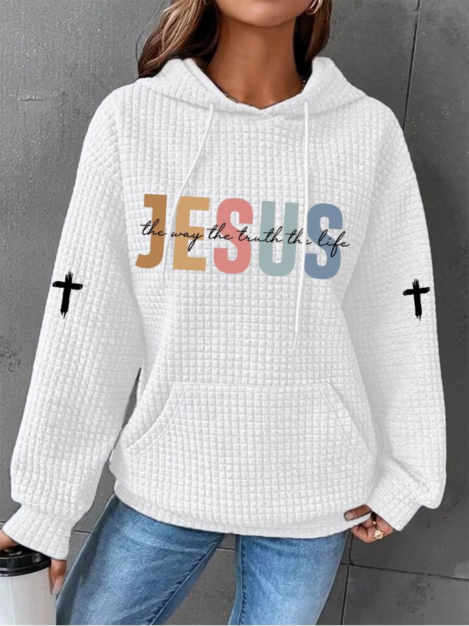 Women's Casual Jesus Truth Plaid Hoodie
