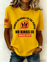 🔥Buy 3 Get 15% Off🔥Women's "POWER BELONGS TO THE PEOPLE NO KINGS MARCH 28TH" Printed Retro Short-Sleeve T-Shirt