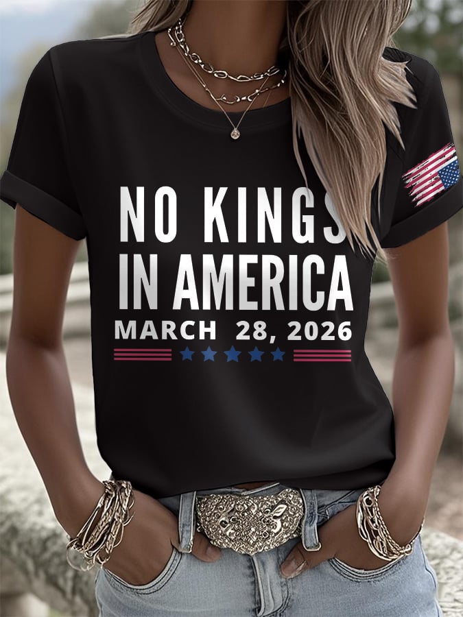 🔥Buy 3 Get 15% Off🔥Retro No Kings In America March 28 2026 Print T-Shirt