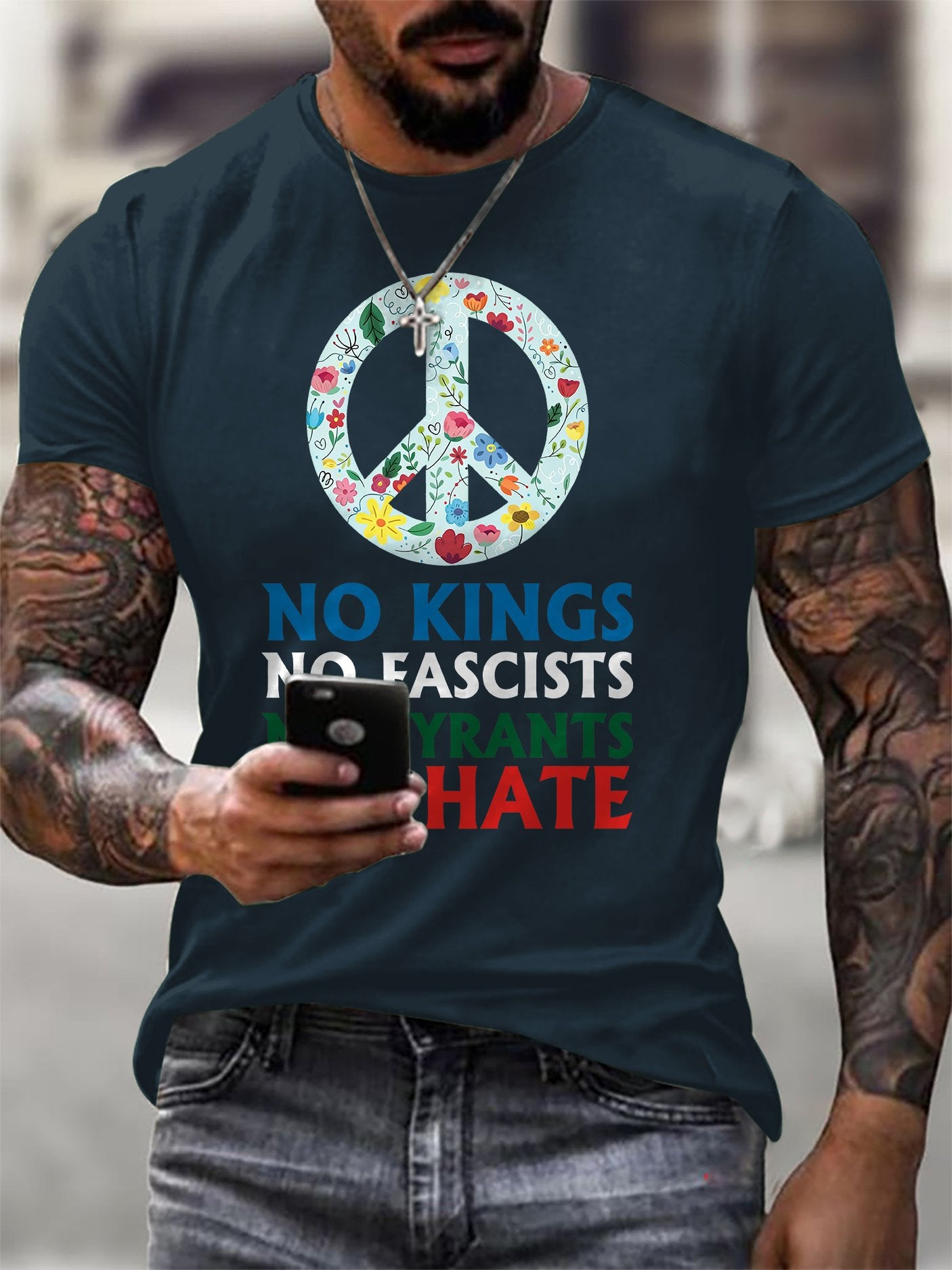 🔥Buy 3 Get 15% Off🔥Men's No Kings No Fascists Print T-Shirt