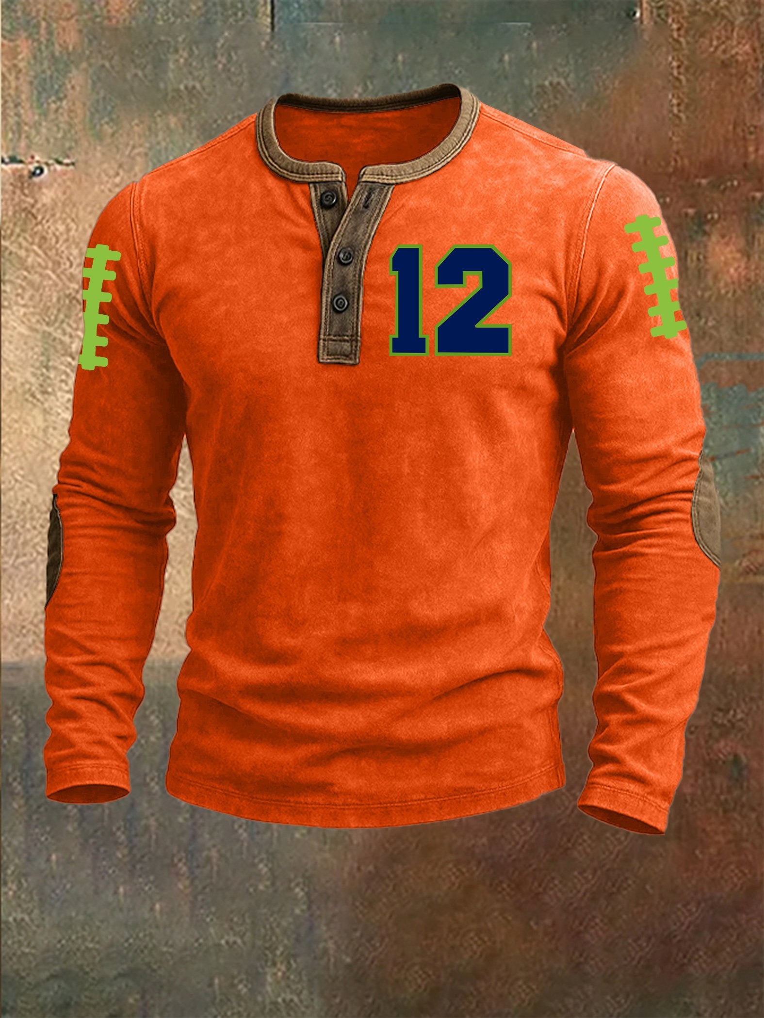 Men's Rugby Print Henley Top