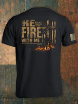 🔥Buy 3 Get 15% Off🔥🔥Hot Sale Picks 🔥He Walks With Me In The Fire, Even Through The Darkest Valley. Christian Faith Print Men'S Short-Sleeved T-Shirt