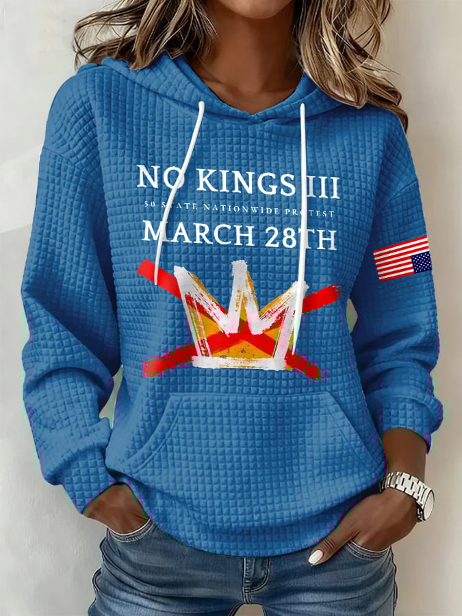 🔥Buy 3 Get 15% Off🔥Retro No Kings III 50 State Nationwide Protest March 28th Print Hoodie