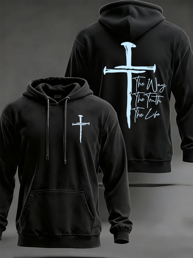 Men's Jesus The Way The Truth The Life Printed Casual Hoodie