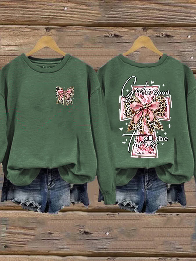 Women's God Is Good All The Time Print Casual Sweatshirt