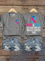 Women's  Casual Breast Cancer Print  T-Shirt