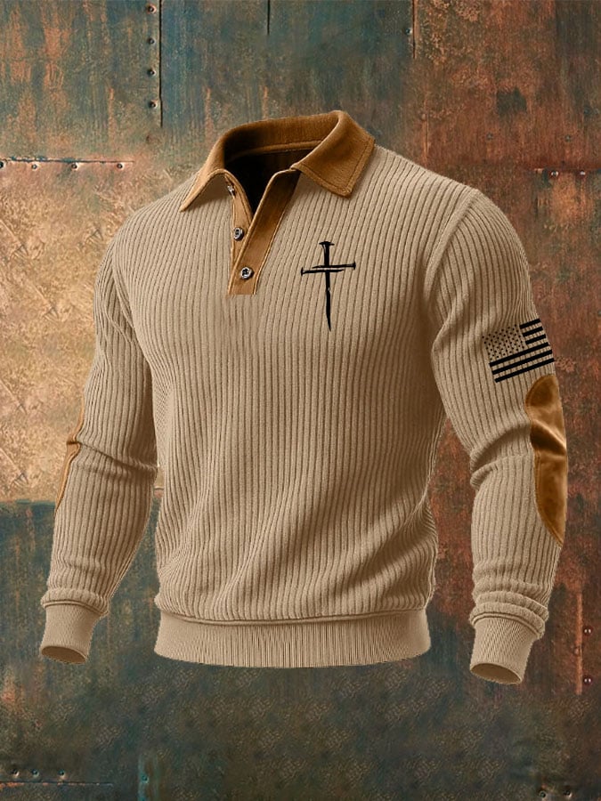 Men'S Faith Cross Print Casual Sweatshirt