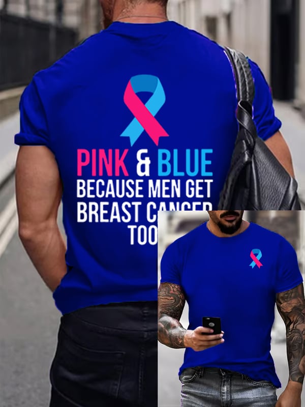 Men's  Casual Breast Cancer Print T-Shirt