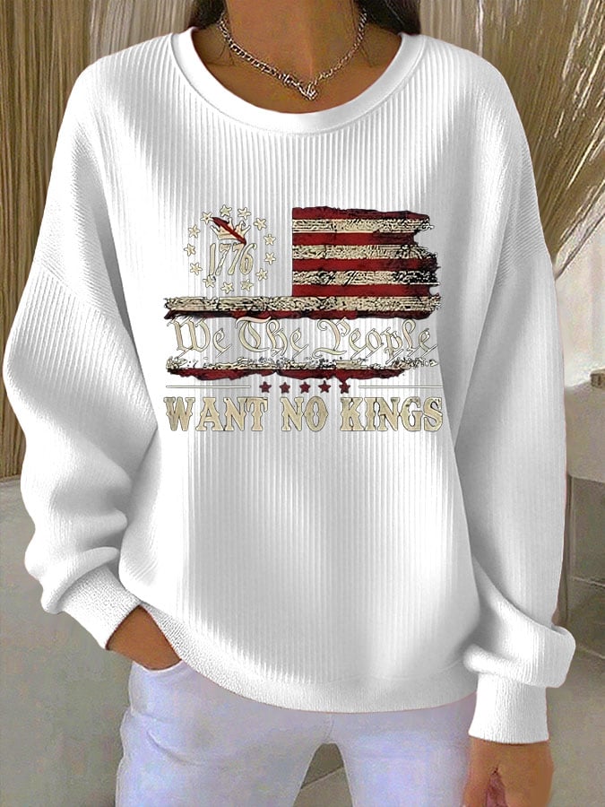 🔥Buy 3 Get 15% Off🔥Women's Retro We The People Want No Kings Print Round Neck Sweatshirt
