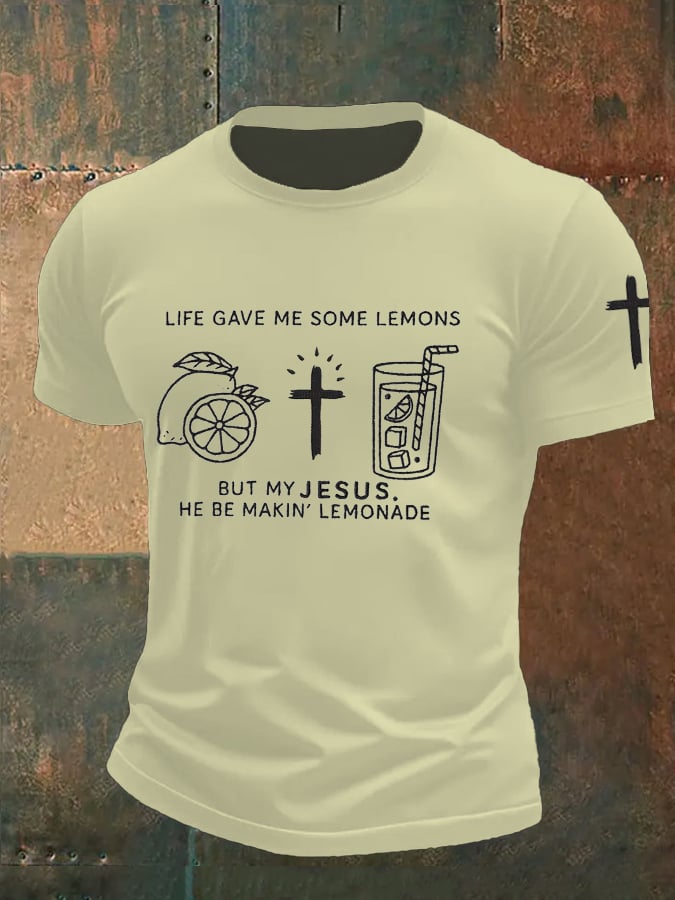 Men's  Life Gave Me Some Lemons, But My Jesus Turned Them Into Lemonade Faith  Printed Shirt