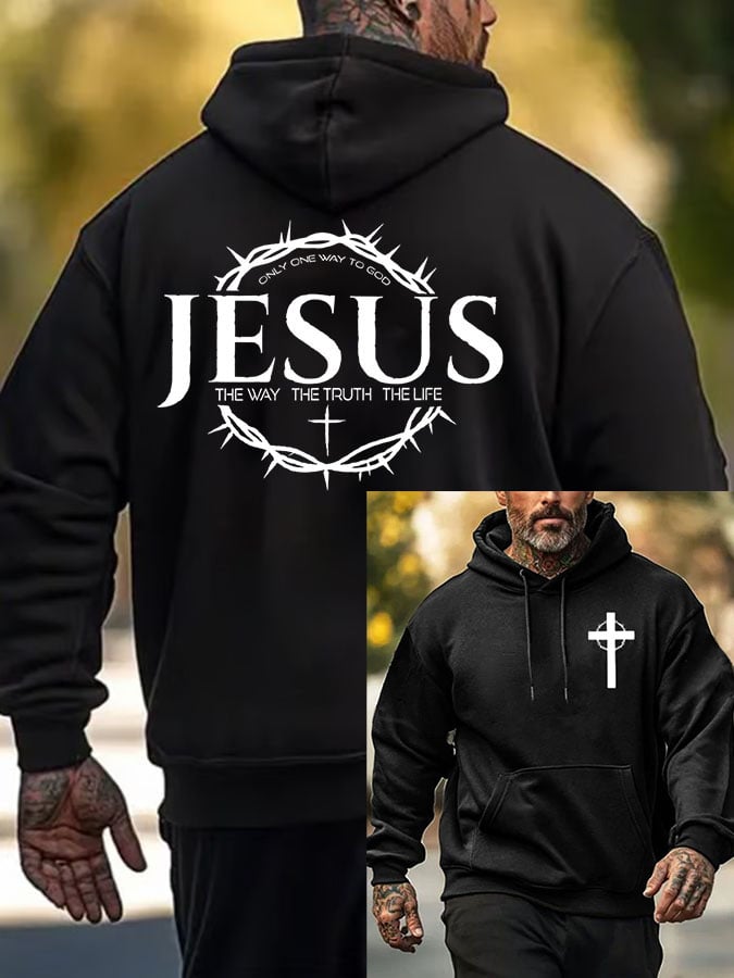 Men's Jesus The Way The Truth The Life Printed Casual Hoodie