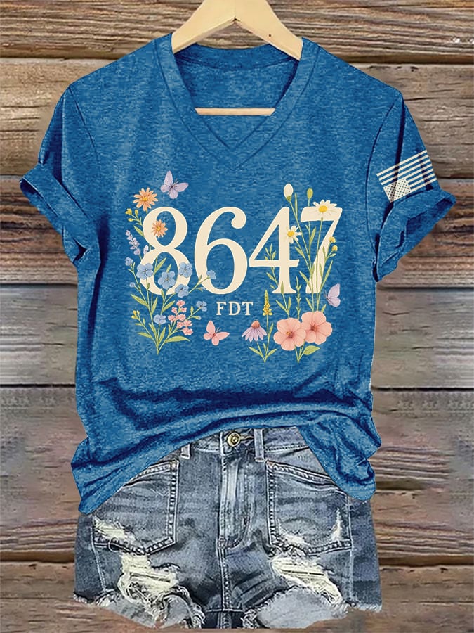 🔥Buy 3 Get 15% Off🔥V-Neck Retro FDT 86 47 Floral Boho Print T-Shirt