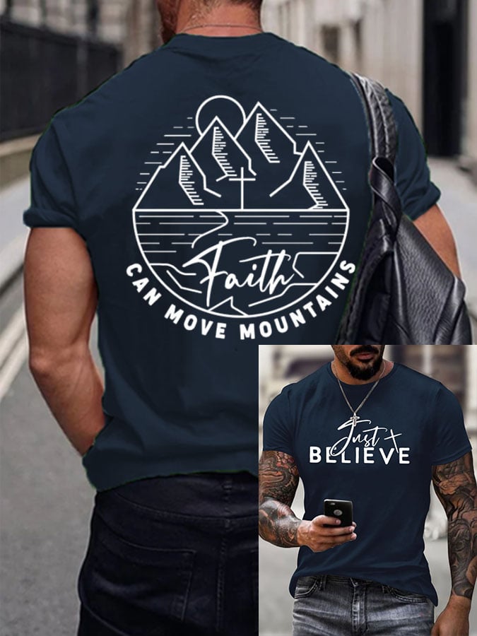🔥Buy 3 Get 15% Off🔥Men's Faith Can Mountains Print Casual T-Shirt