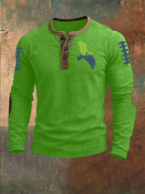 Men's Rugby Print Henley Top