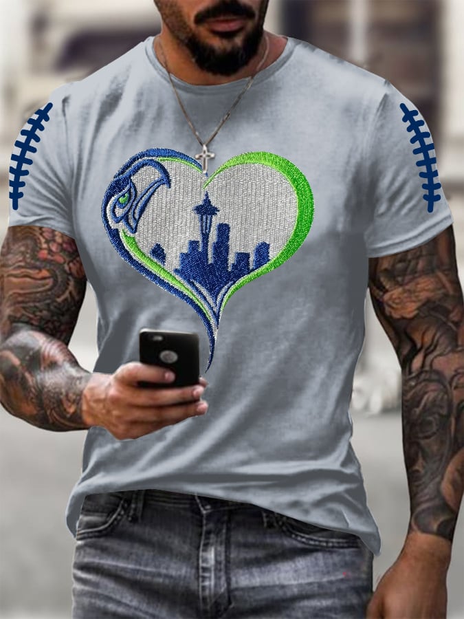 Men's Rugby Print Casual T-Shirt