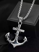 (Unisex) Vintage Anchor Cross Faith Necklace