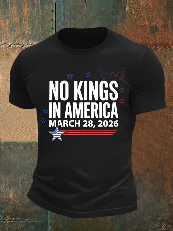 🔥Buy 3 Get 15% Off🔥Men's   NO KINGS IN AMERICA  Print  T-Shirt