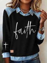 Women's Faith Cross Print Sweatshirt