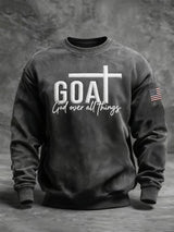 Men's Retro God Over All Things Print Sweatshirt