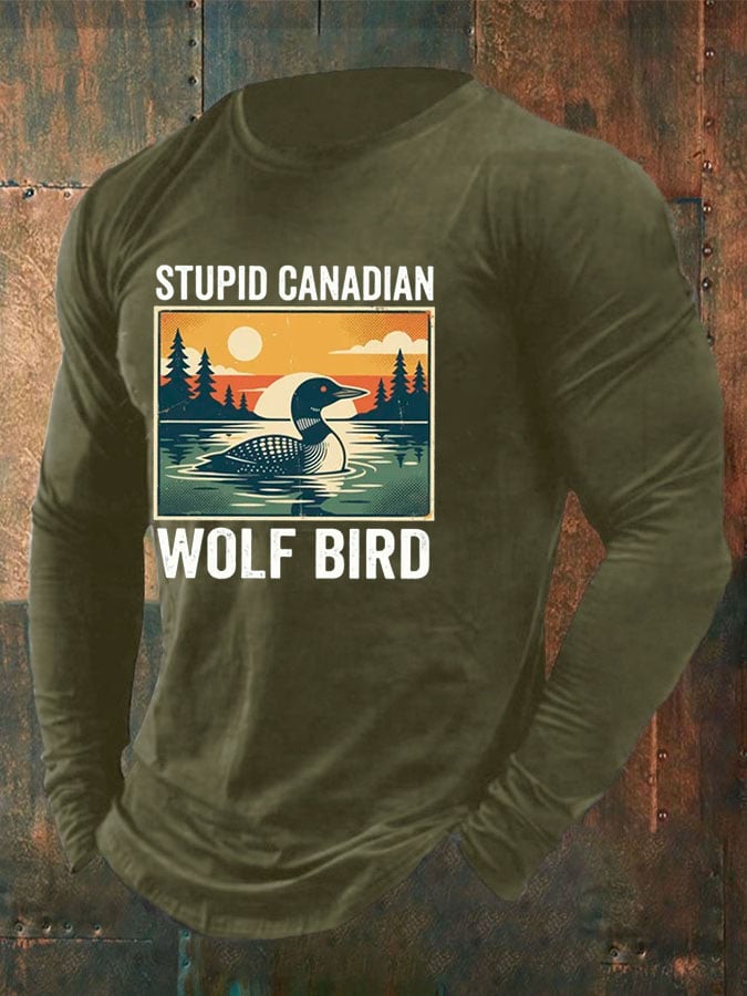 Men's Stupid Canadian Wolf Bird  T-Shirt