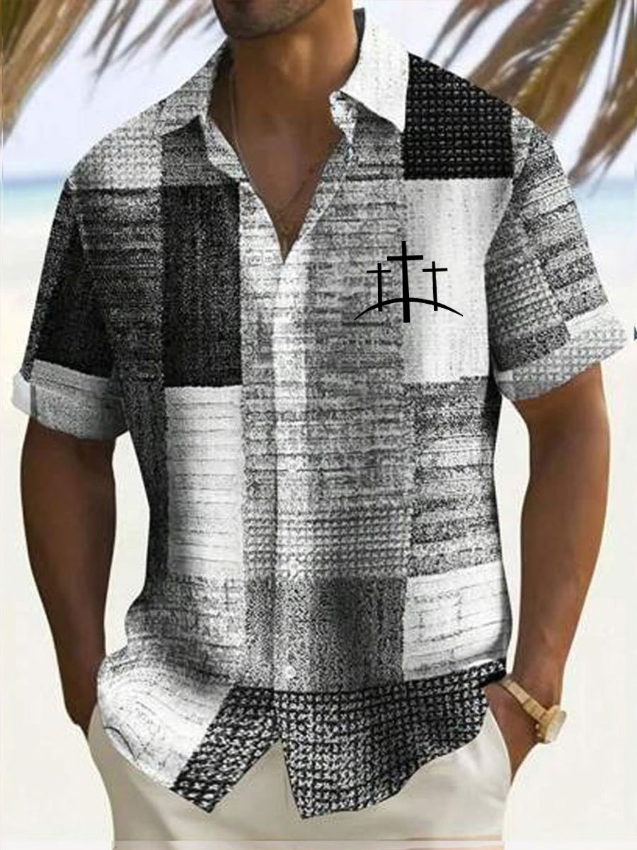🔥Buy 3 Get 15% Off🔥Men's Faith Cross Printed Casual Shirt