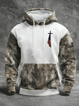 Men's Casual Retro Print Long Sleeve Hooded Sweatshirt