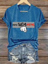 Women's Commemorative Print V Neck T-shirt