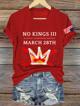 🔥Buy 3 Get 15% Off🔥V-Neck Retro No Kings III 50 State Nationwide Protest March 28th Print T-Shirt