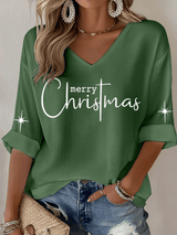 Women's Christmas Faith Print Waffle Long Sleeve T-Shirt