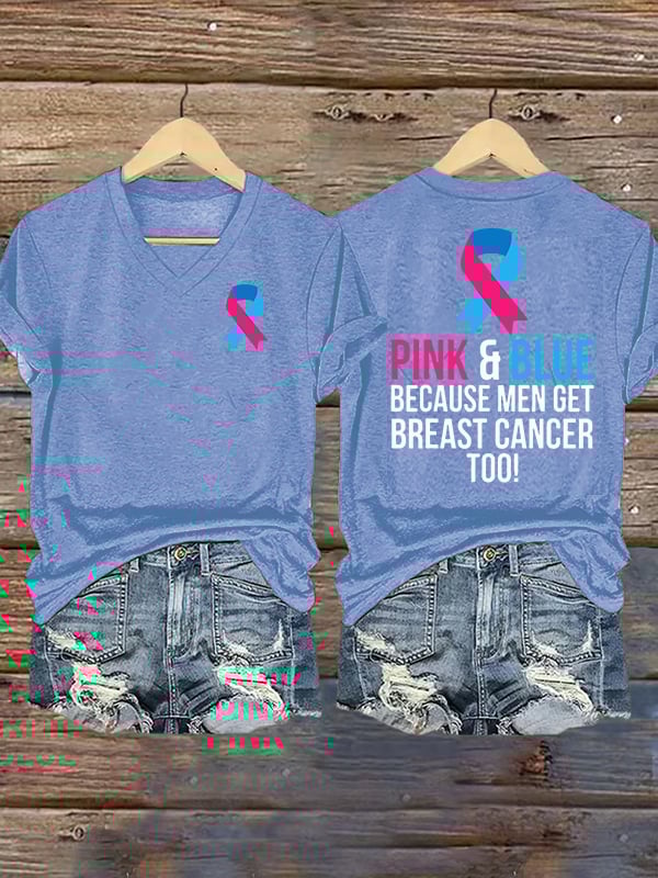 Women's  Casual Breast Cancer Print  T-Shirt