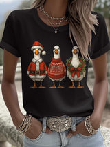 Women's Santa Goose Print T-shirt