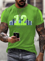 Men's Rugby Print Casual T-Shirt