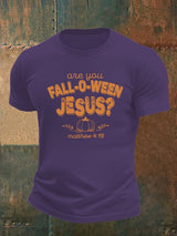 Men's are you FALL-O-WEEN JESUS print casual T-shirt