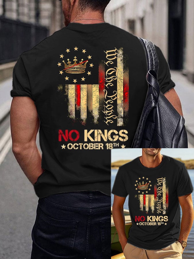 🔥Buy 3 Get 15% Off🔥Men's We The People No Kings October 18th Printed Round Neck T-Shirt