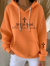 Women's God Is Good All The Time Print Casual Hooded Sweatshirt