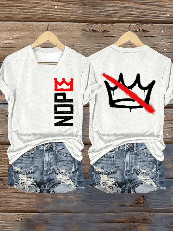 🔥Buy 3 Get 15% Off🔥Women's  Nope, No Kings In America Print T-shirt