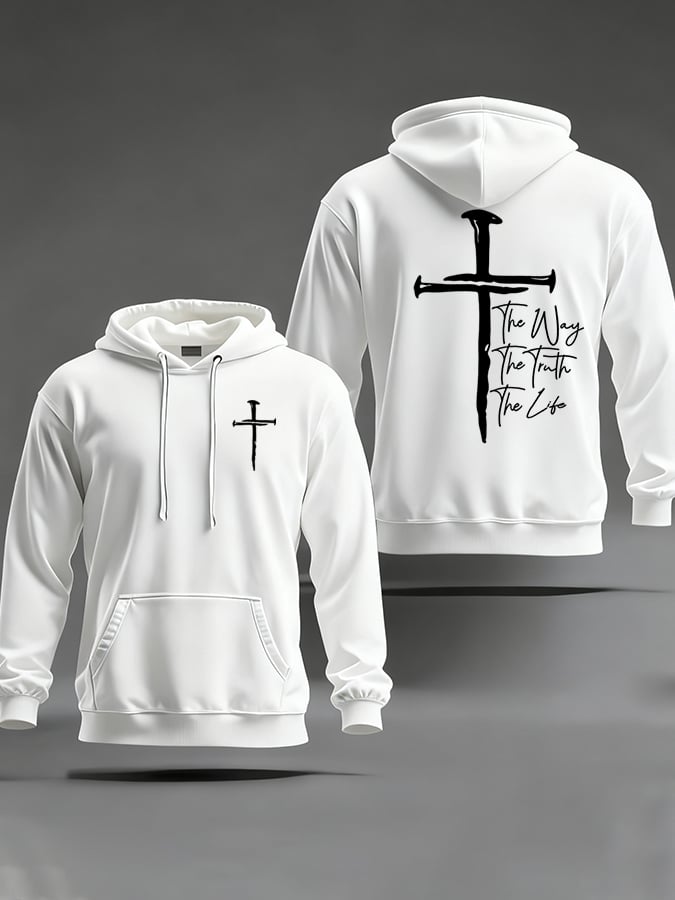Men's Jesus The Way The Truth The Life Printed Casual Hoodie