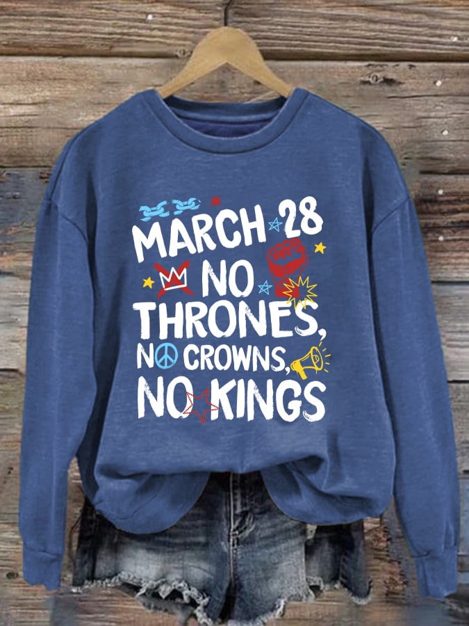 🔥Buy 3 Get 15% Off🔥Retro No Kings Day March 28 2026 Print Sweatshirt