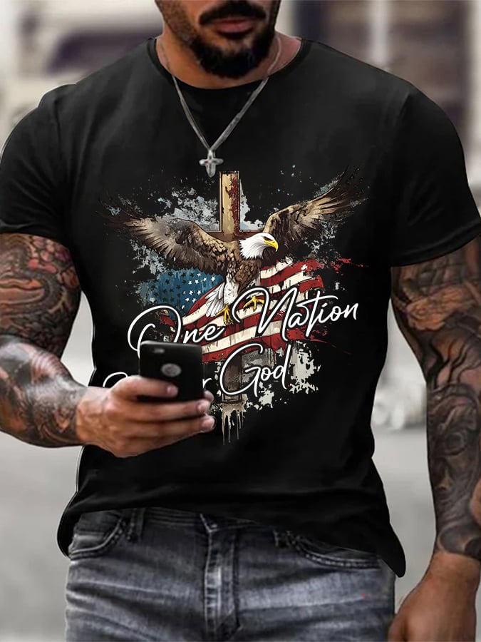 Men's casual faith graphic print short-sleeved T-shirt
