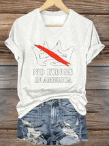 🔥Buy 3 Get 15% Off🔥V-neck Women's no kings in America Printed Casual T-Shirt
