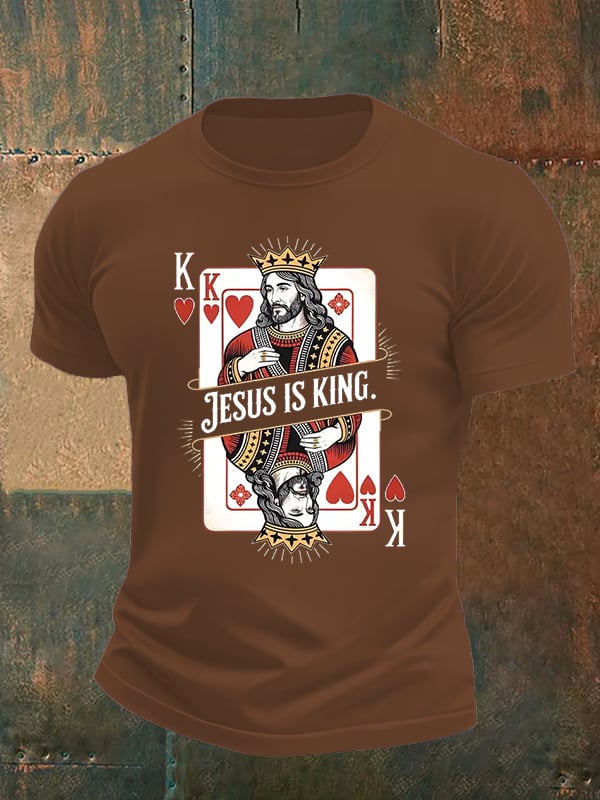 Men's  Jesus Is King Christian  Print T-Shirt