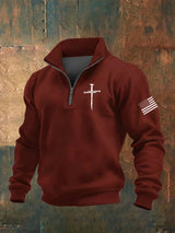 Men's Vintage Faith Cross Print Sweatshirt
