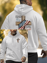 Men's Stand For The Flag Kneel For The Cross Printed Casual  Hoodie