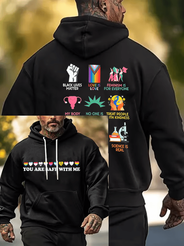 Men's  You are safe with me  Print  Hoodie