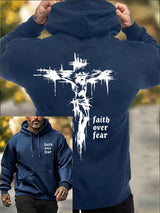 Men's Faith Over Fear Printed Casual Hoodie