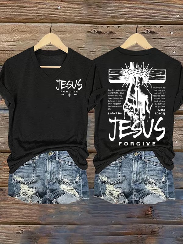 Women's  Jesus Loves You Chirtsian printing T-Shirt