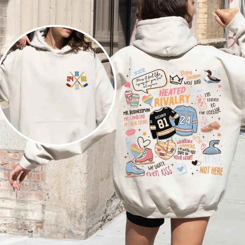 Hockey Romance Print Casual Hoodie