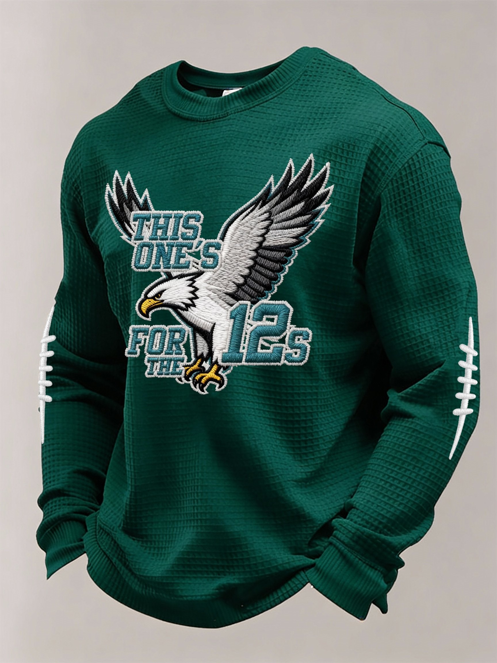 Men’s Football Graphic Waffle Knit Long Sleeve Crewneck T-Shirt