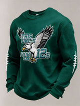 Men’s Football Graphic Waffle Knit Long Sleeve Crewneck T-Shirt