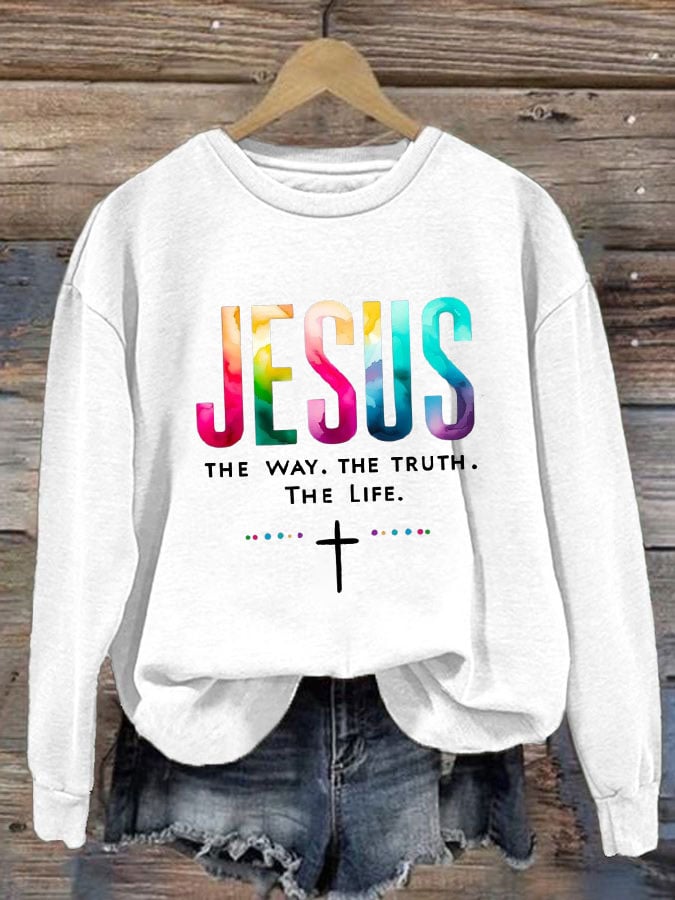 Women'S JESUS THE WAY. THE TRUTH. THE LIFE Print Sweatshirt